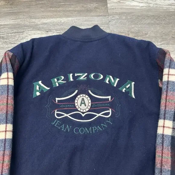 Vintage 90s Arizona Jean Company Blue Womens M Petite Wool Blend Flannel Jacket - Picture 10 of 11